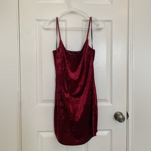 Deep Red Velvet Mini Dress